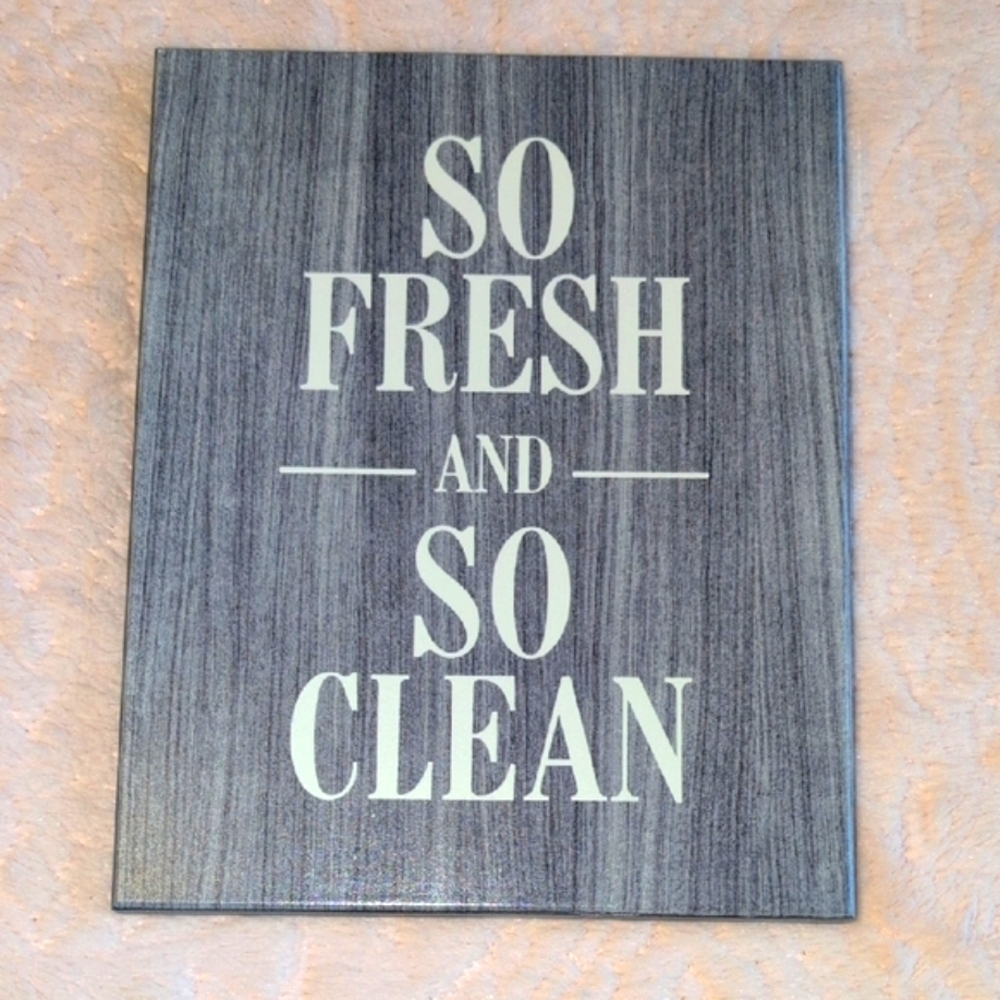 NEW! 8x10 Gray Bathroom Wall Art with White Text